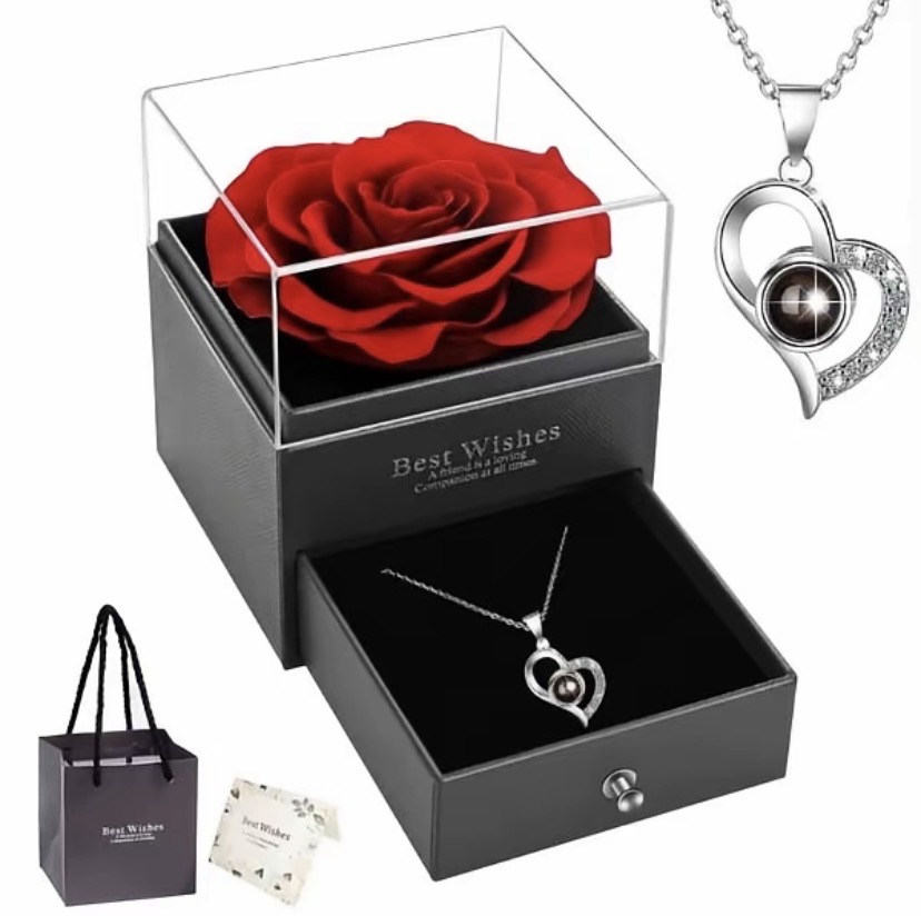 Kit Colar Com Caixa E Rosas Presente 1